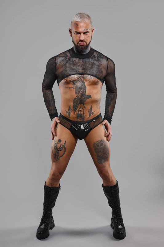 Krótki top tiulowy Regnes Fetish Planet czarny L
