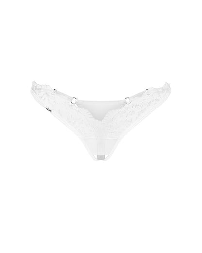 Otwarte stringi Obsessive Arrowel białe S/M