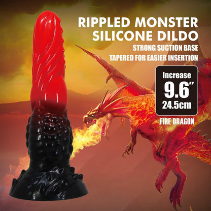 Dildo silikonowe pofalowane Power Monsters Fire Dragon 24.5 cm