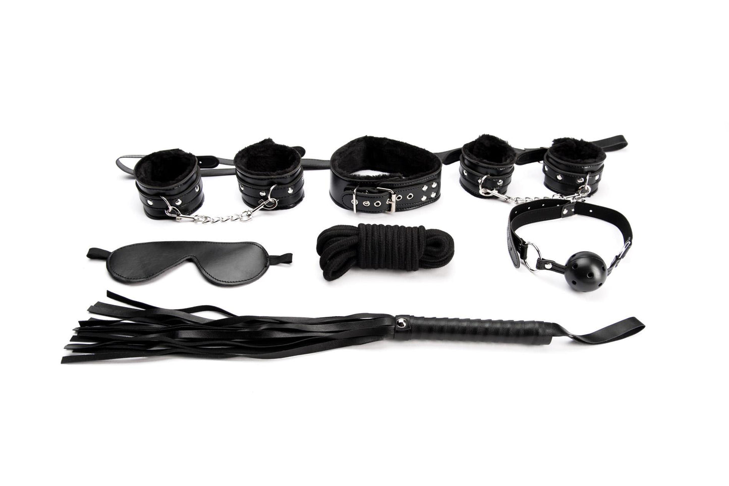 7 Pieces Black Bondage Set