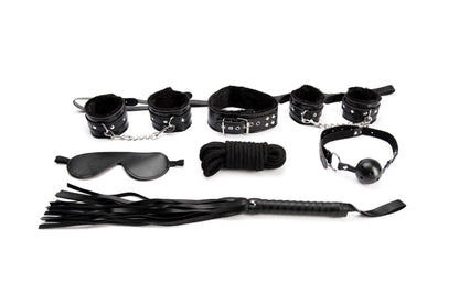 7 Pieces Black Bondage Set