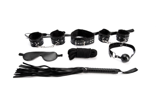 7 Pieces Black Bondage Set