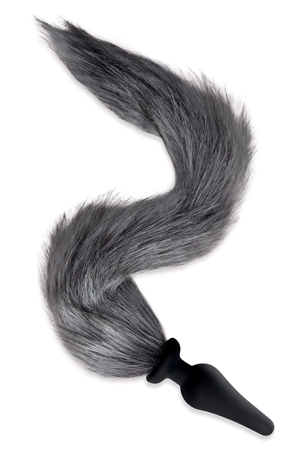 WHIPSMART 4.5 INCH SILICONE PLUG WITH GREY INDIGO FOX TAIL SET