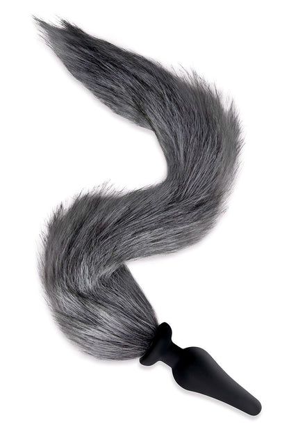 WHIPSMART 4.5 INCH SILICONE PLUG WITH GREY INDIGO FOX TAIL SET
