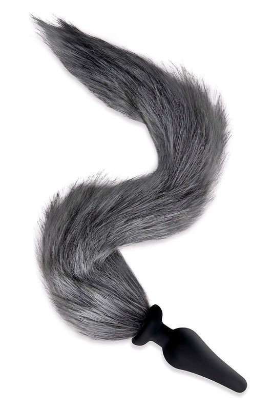 WHIPSMART 4.5 INCH SILICONE PLUG WITH GREY INDIGO FOX TAIL SET