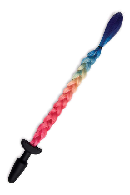 WHIPSMART 4.9 INCH SILICONE PLUG WITH PLAY TAILS RAINBOW TAIL