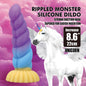 Dildo silikonowe Power Monsters Unicorn faliste 22 cm z przyssawką