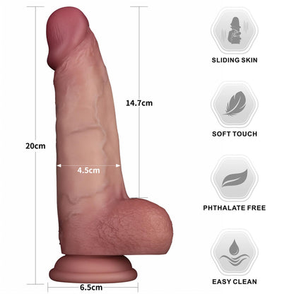 8'' Sliding Skin Pro II Dual Layer Silicone Dong