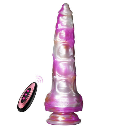 Wibrator Crystal Pulse silikonowy z pilotem nagrzewający różowy 19 cm