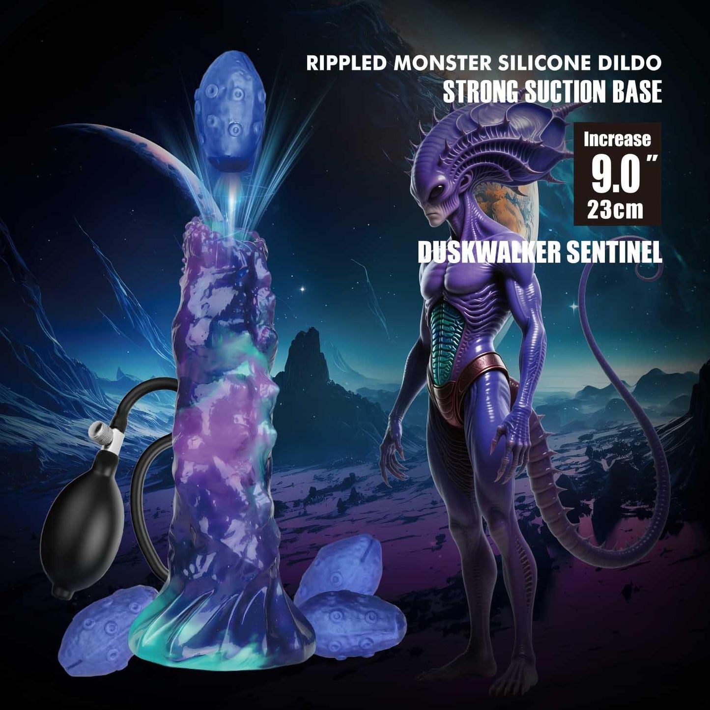 DuskWalker Sentinel – 23 cm Karbowany Potworny Silikonowy Dildo