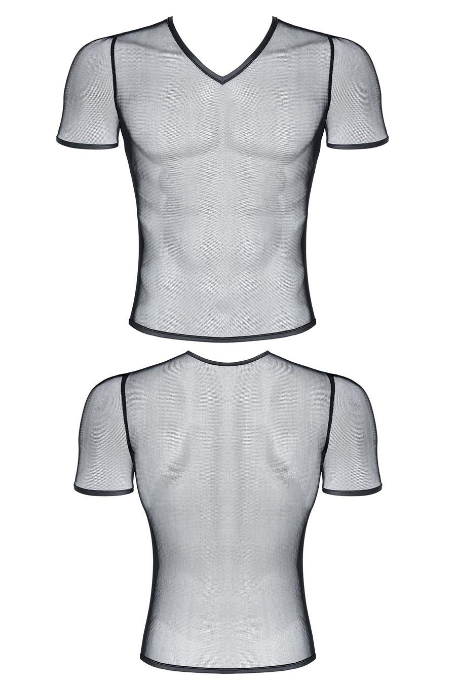 męski t-shirt z elastycznej siatki w serek L