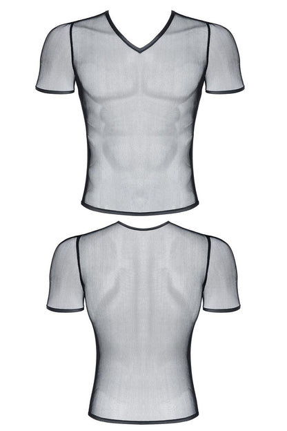 męski t-shirt z elastycznej siatki w serek L