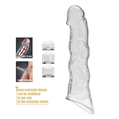 Przedłużka na penisa Pretty Love z modułami transparentna 28 cm