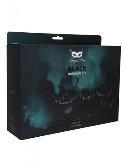 7 Pieces Black Bondage Set