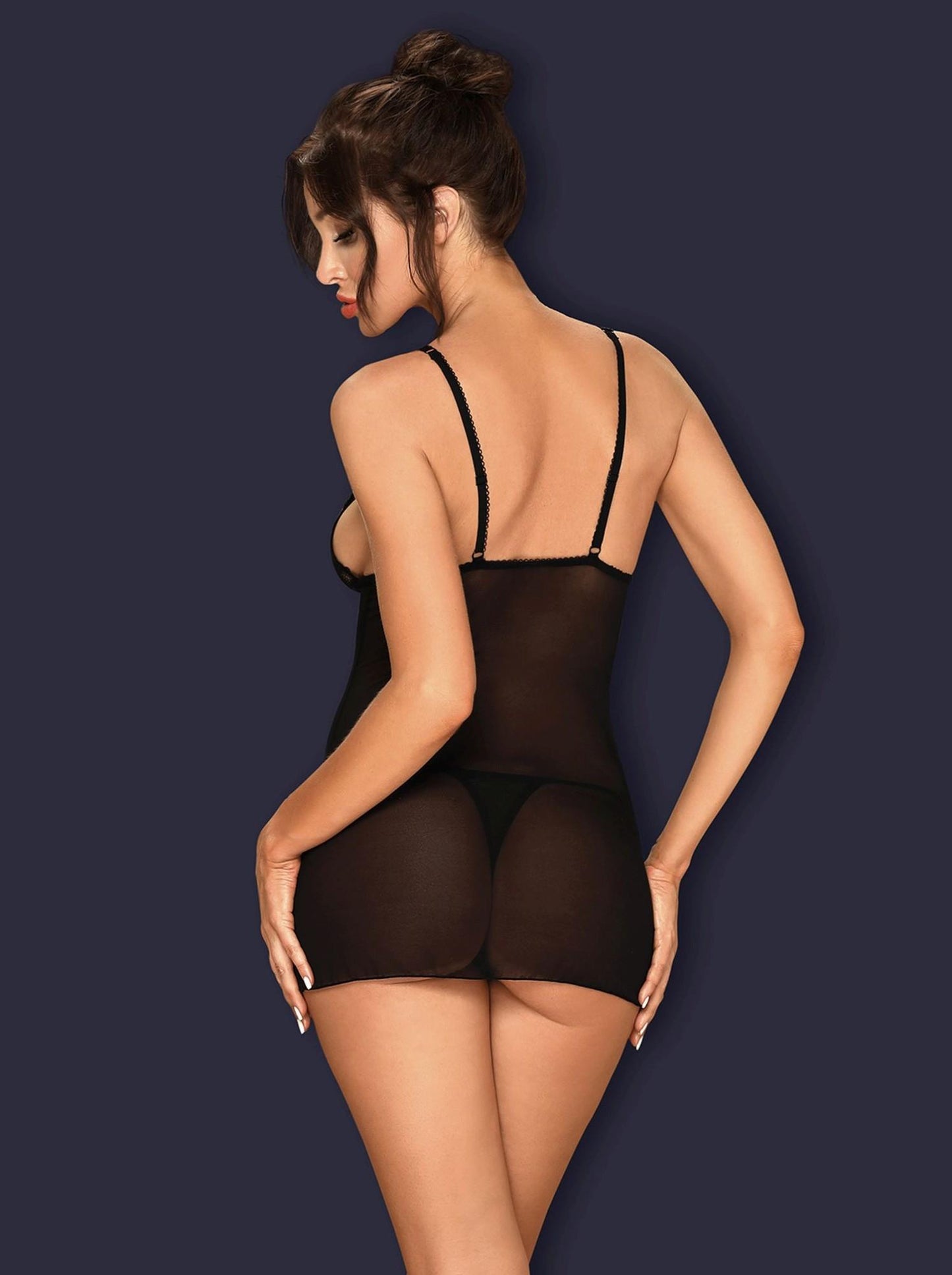 Bielizna-Lucita koszulka i stringi czarna  S/M