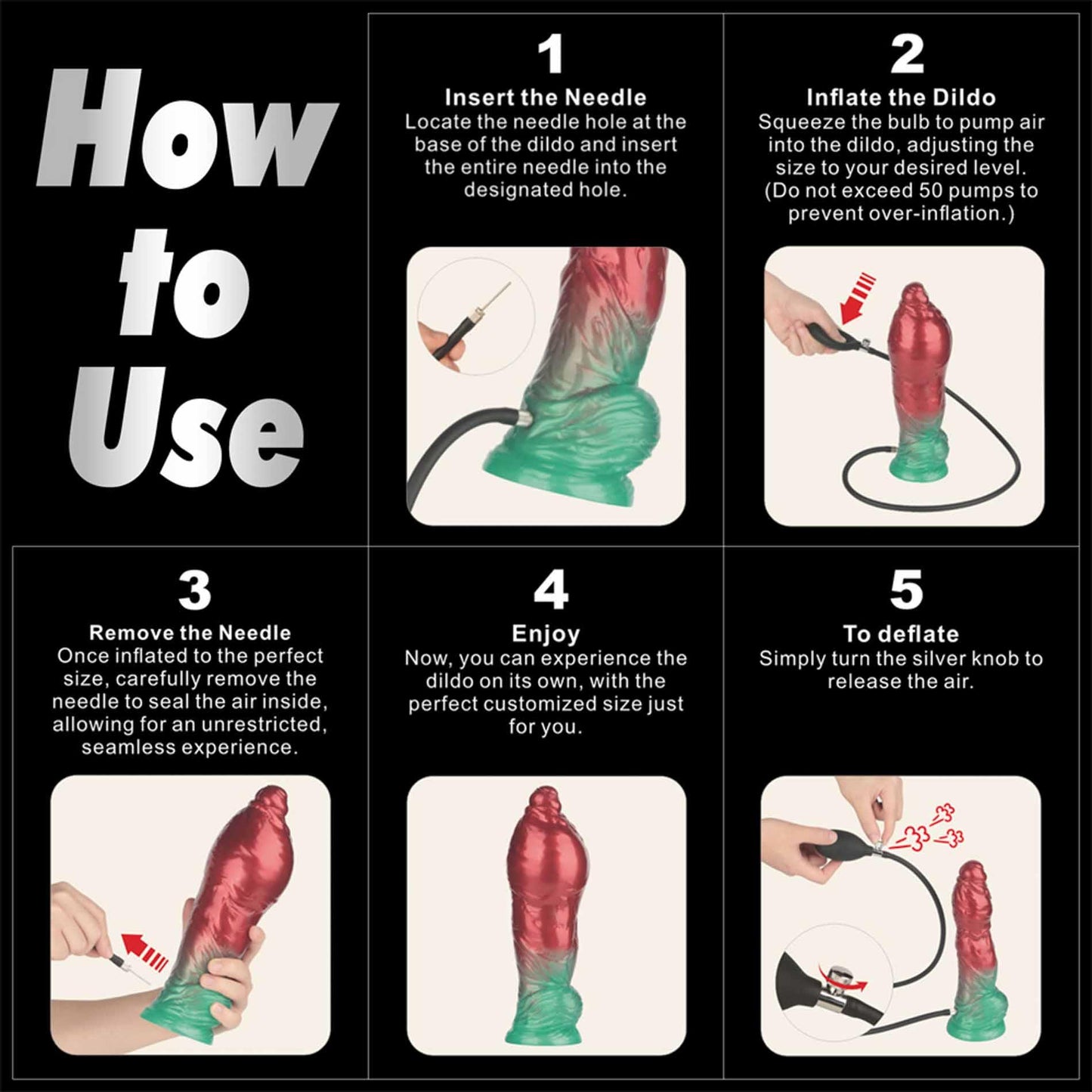 10'' Dual Density Silicone Inflatable Dildo