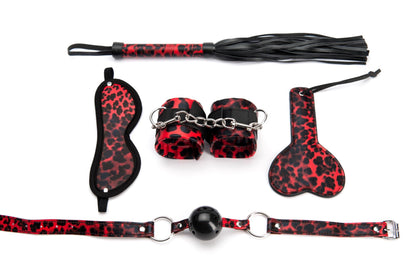 5 Pieces Leopard Bondage Set