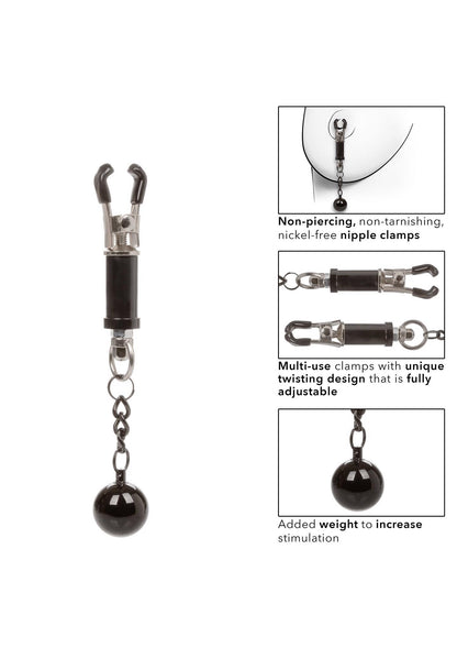 Weighted Twist Nipple Clamps Silver