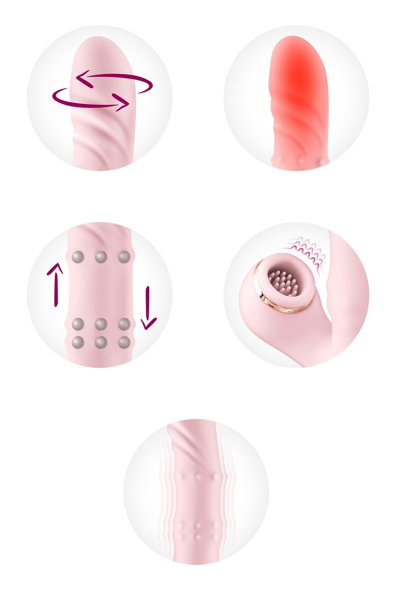 Wibrator króliczek Classy 5w1 Yoba pudrowy róż USB