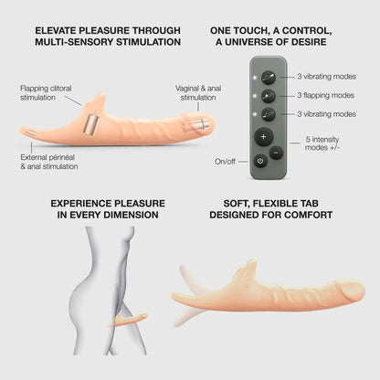Dildo realistyczne Strap on me M waniliowe z pilotem