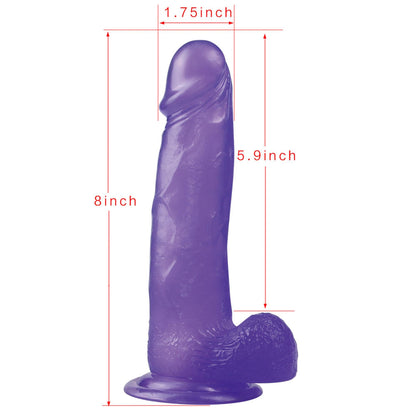 8"" Jelly Studs Crystal Dildo Large Purple