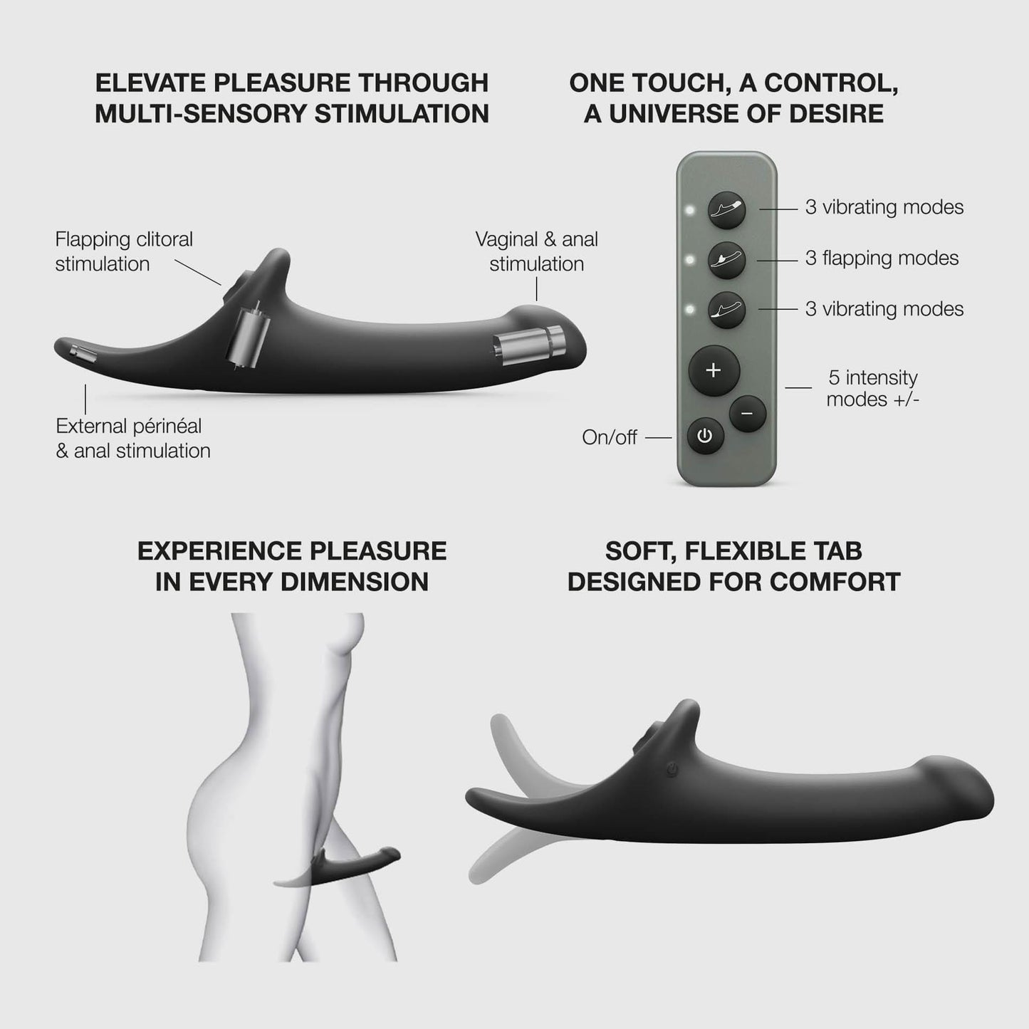 Dildo wibrujące Multi Orgasm Strap on me M czarny
