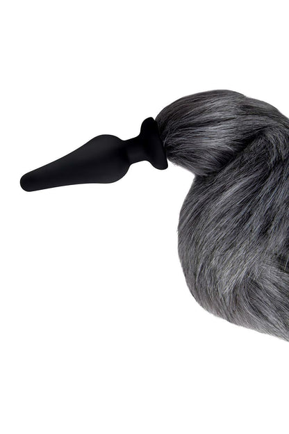 WHIPSMART 4.5 INCH SILICONE PLUG WITH GREY INDIGO FOX TAIL SET