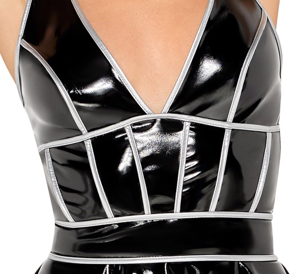 Vinyl dress w. silver L