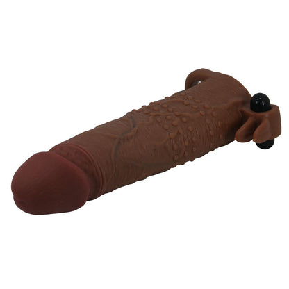 Przedłużka wibrująca na penisa Pretty Love brązowa 17 cm