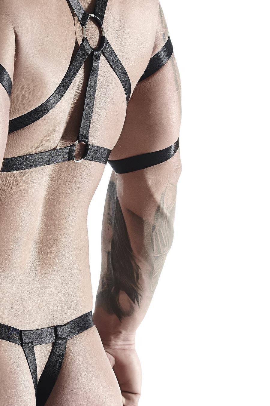 męski komplet z gumy: t-shirt z ozdobami z tyłu i przodu, 2 pack stringi L/XL