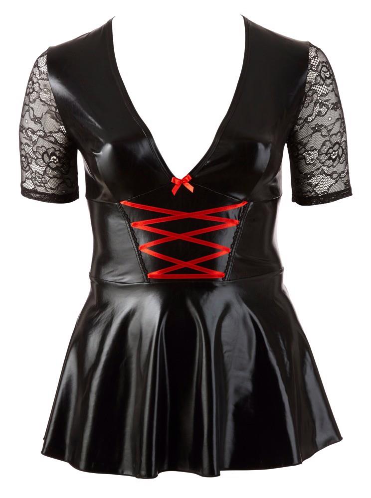Sukienka mini Cottelli CURVES z czerwonym sznurowaniem 3XL