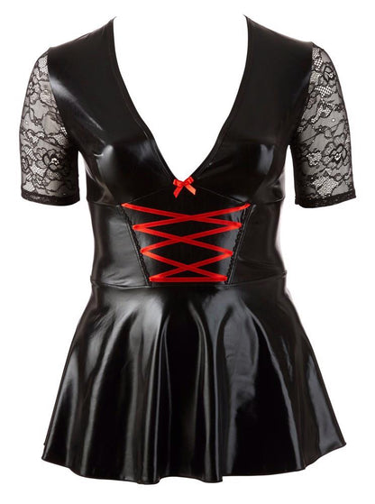 Sukienka mini Cottelli CURVES z czerwonym sznurowaniem 3XL