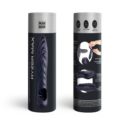 Przedłużka silikonowa Ryzer Max Man.wand black plum 18 cm