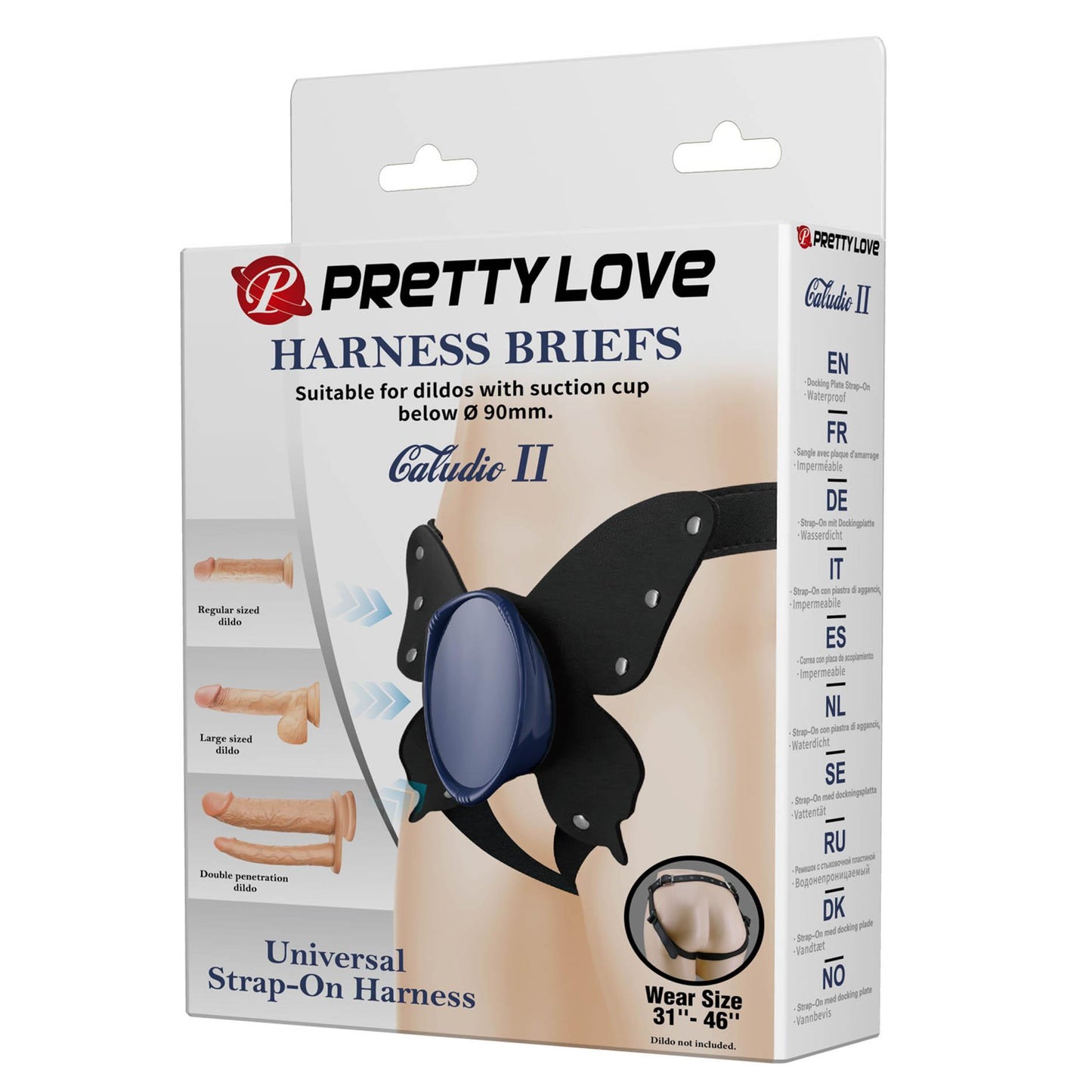 Uniwersalne majtki z uprzężą Pretty Love Caldric II czarne i niebieskie