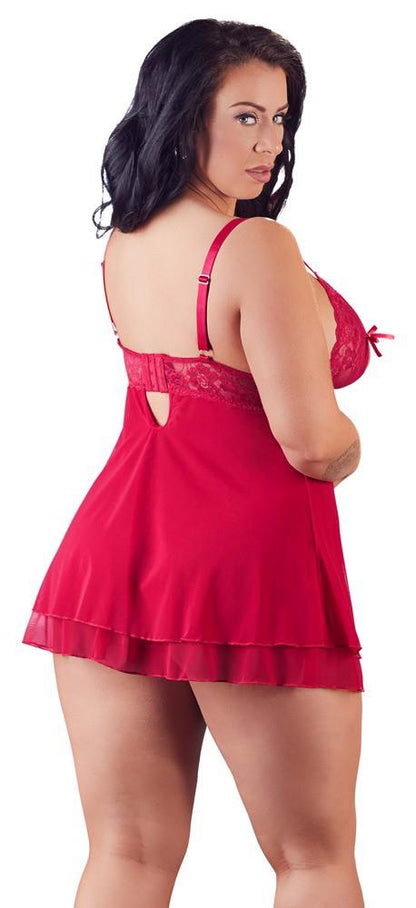 Babydoll Cottelli CURVES czerwony 2XL z Powernet