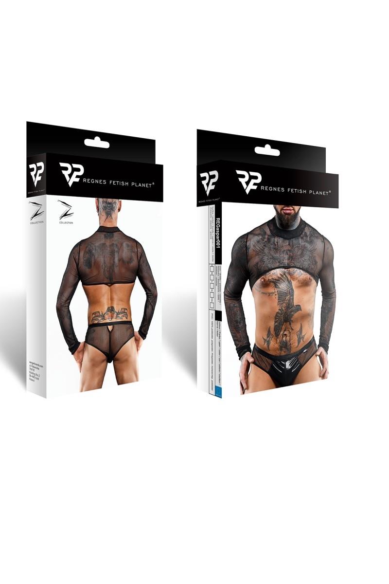 Krótki top tiulowy Regnes Fetish Planet czarny S