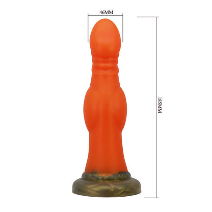 Dildo silikonowe żłobione Power Monsters 18,5 cm z przyssawką