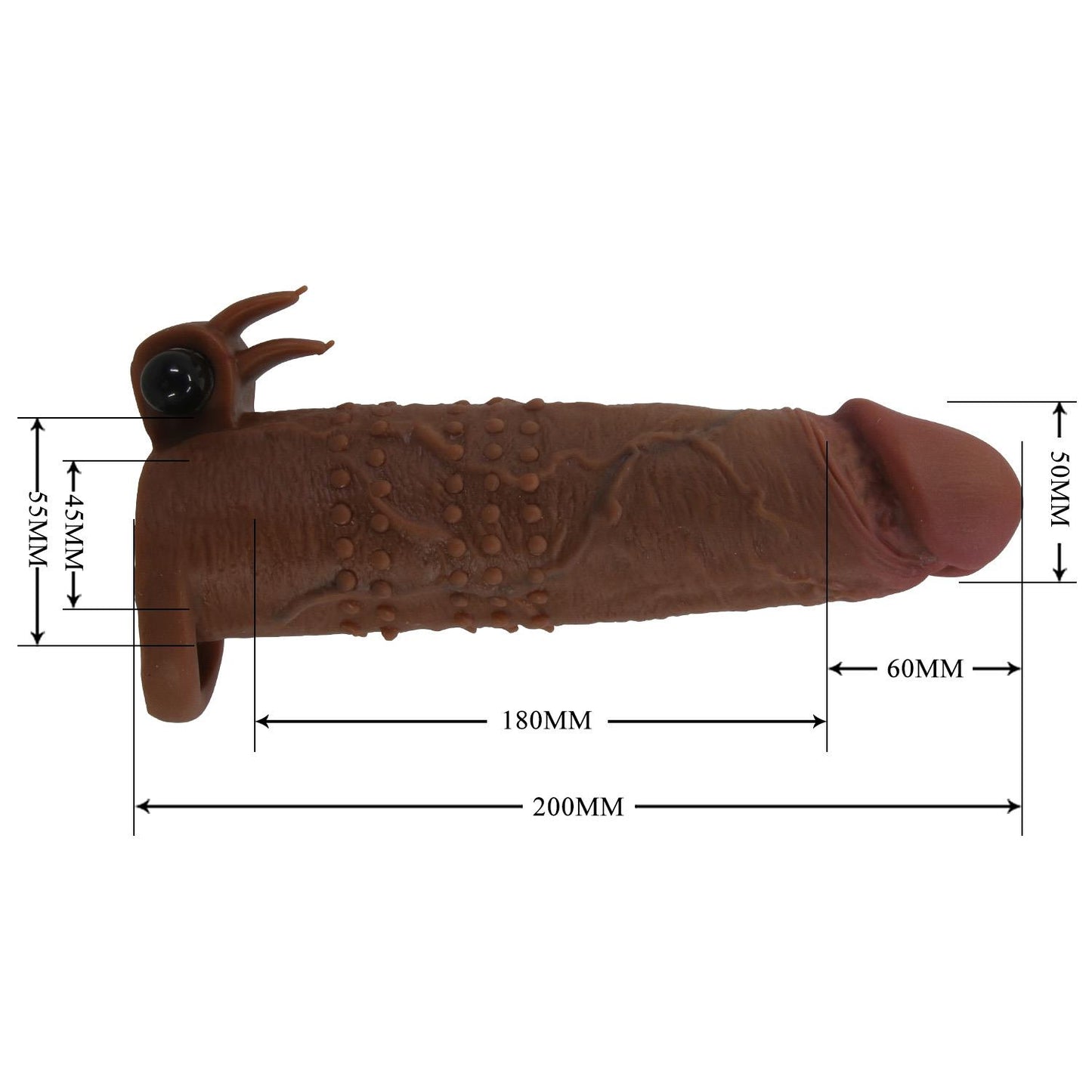 Przedłużka wibrująca na penisa Pretty Love brązowa 17 cm