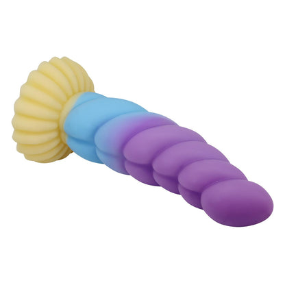 Dildo silikonowe Power Monsters Unicorn faliste 22 cm z przyssawką