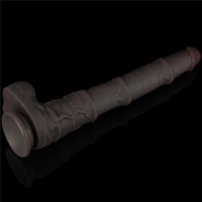 16'' Dual Layered Bendable Silicone Cock XXL(Black)