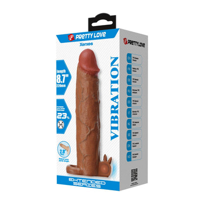 Wibrująca przedłużka na penisa Pretty Love Xerxes 22 cm ciemnobrązowa