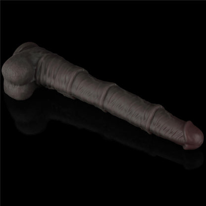 16'' Dual Layered Bendable Silicone Cock XXL(Black)