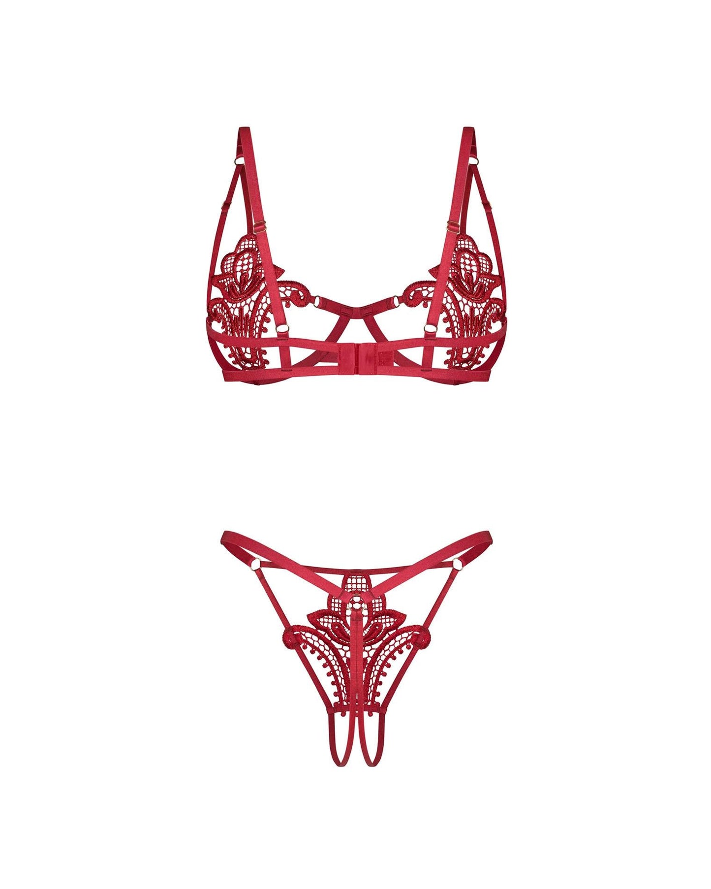 Komplet bielizny Luise Sublim Red otwarty S/M Obsessive