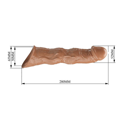 Przedłużka na penisa Pretty Love z regulowanymi wkładkami brązowa 28 cm