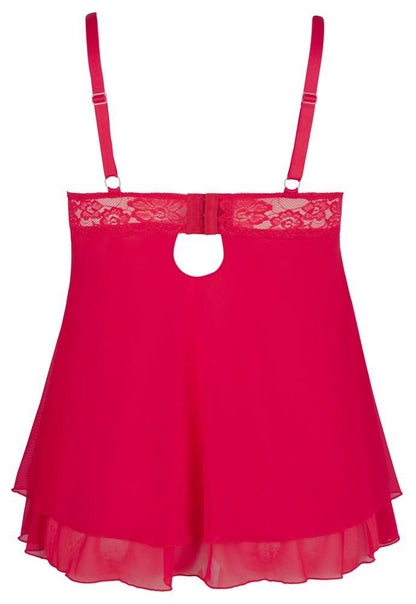 Babydoll Cottelli CURVES czerwony 2XL z Powernet