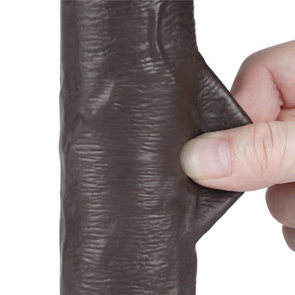 8'' Sliding Skin Dual Layer Dong Black