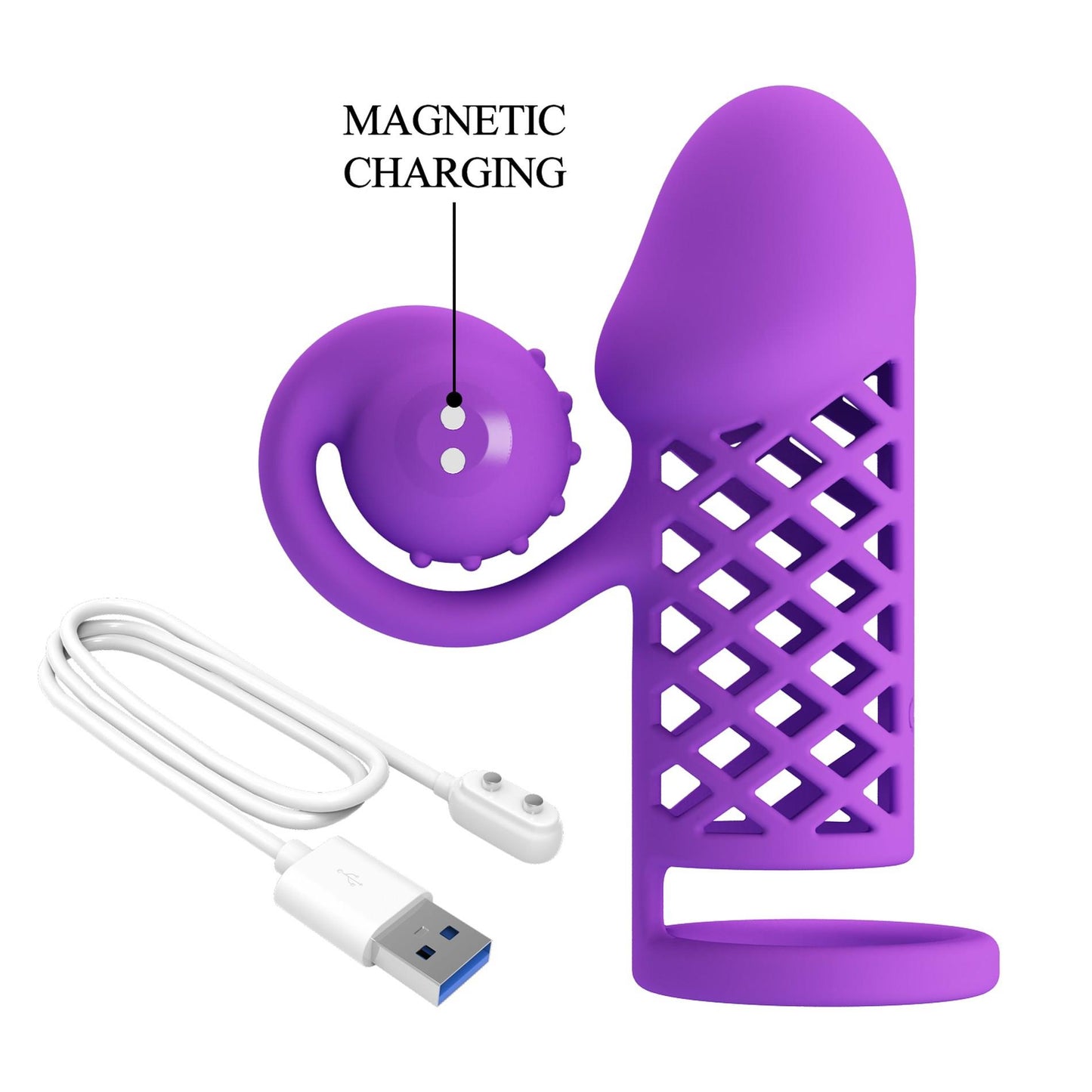 Przedłużka na penisa Romance stymulator łechtaczki 10 wibracji USB