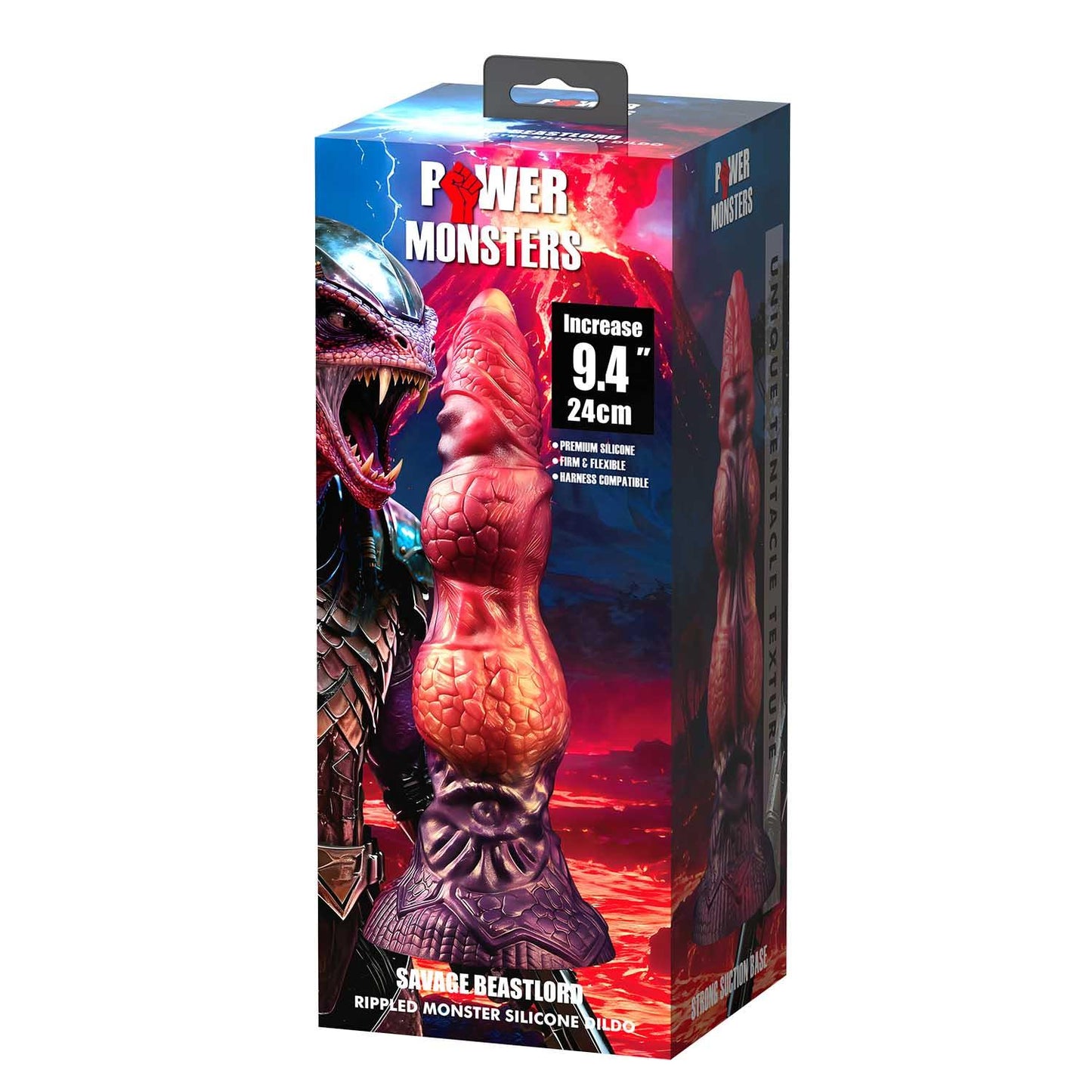 Dildo silikonowe pofalowane Savage Beastlord 24 cm Power Monsters