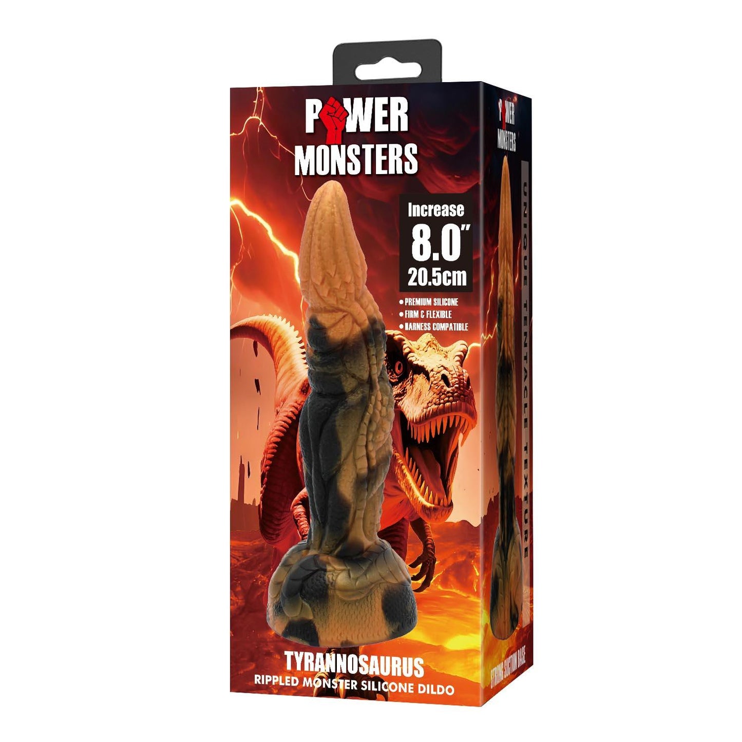 Dildo silikonowe faliste monster Tyrannosaurus Power 20.5 cm