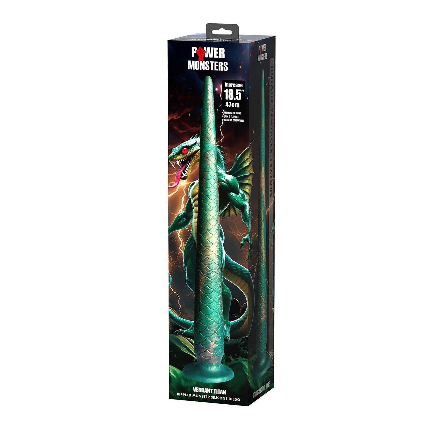 Dildo silikonowe Power Monsters Verdant Titan szmaragdowe 47 cm